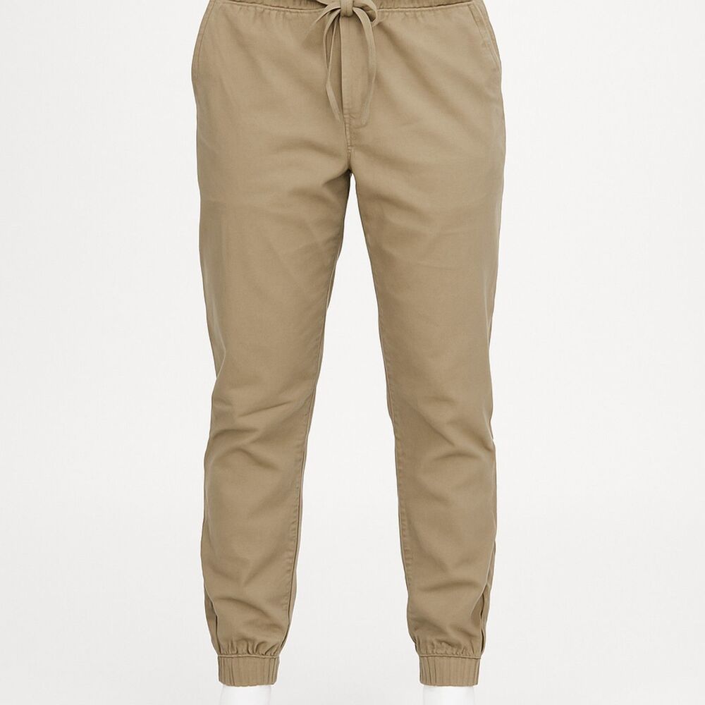Khaki Novamen men's jogger pants, elastic drawstring waist